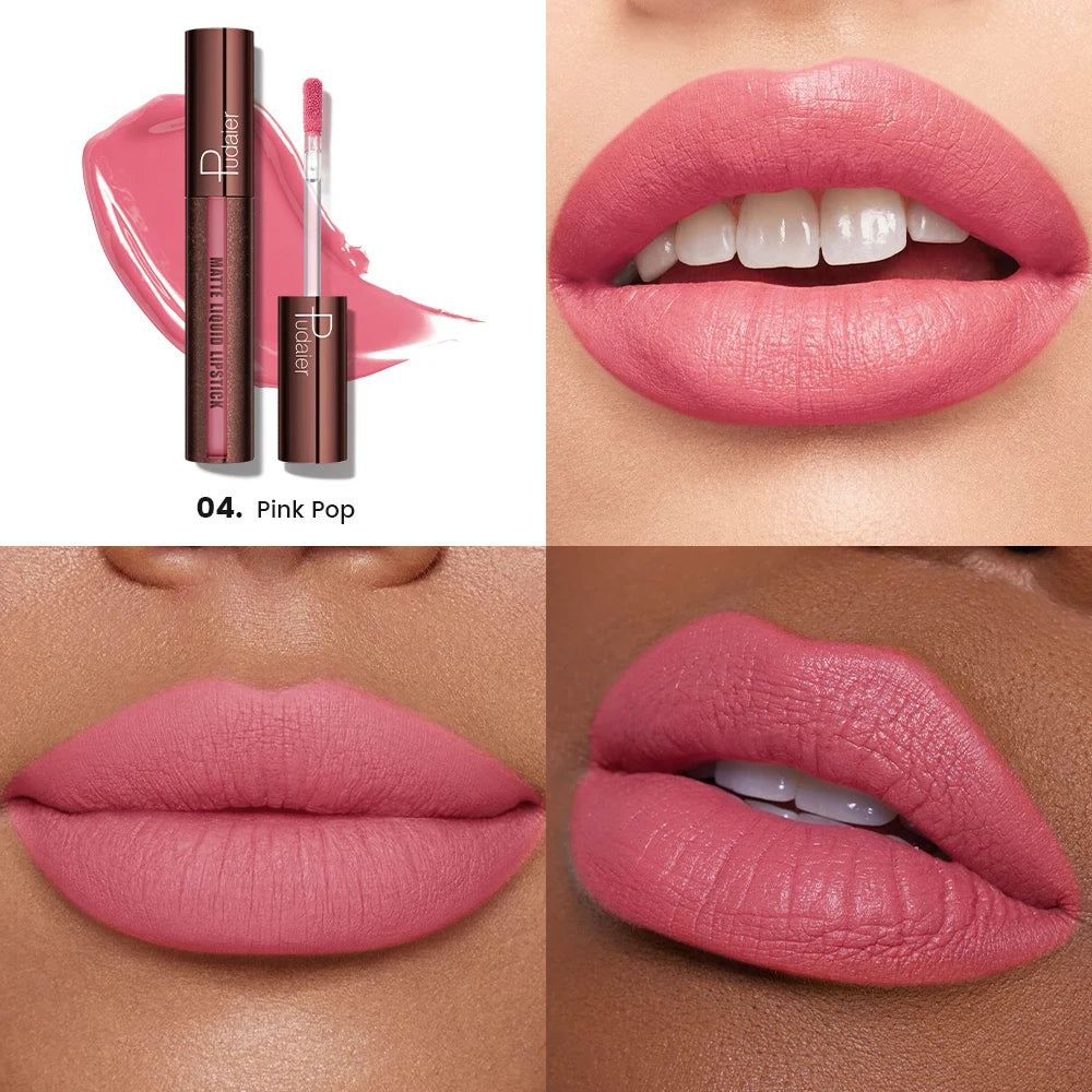 Pudaier Velvet Matte Liquid Lipstick | Waterproof & Transfer-Proof Lip Gloss | Long Lasting Lip Stain (5 Shades) | Kiss Proof, N