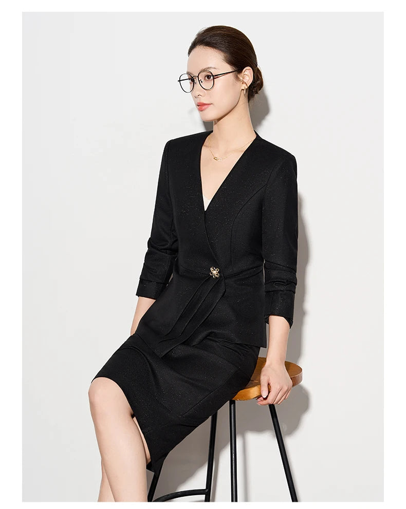 ZJYT Autumn 2025 Women Blazer Skirt Suit 2 Pieces Matching Sets Korean Fashion Office Lady Outfit Business Commuter Work Wear