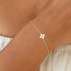 14K Gold/Silver Plated Flower Bracelets for Women Cubic Zirconia Four Clover Leaf Charm Dainty Bracelets Shiny Jewelry Gifts