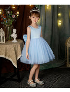 2-10 Years Girls Princess Dress Summer Tulle Big Bow Girls Wedding Dress Piano Performance Costume Host Costume New Kids Clothes