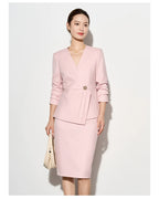 ZJYT Autumn 2025 Women Blazer Skirt Suit 2 Pieces Matching Sets Korean Fashion Office Lady Outfit Business Commuter Work Wear