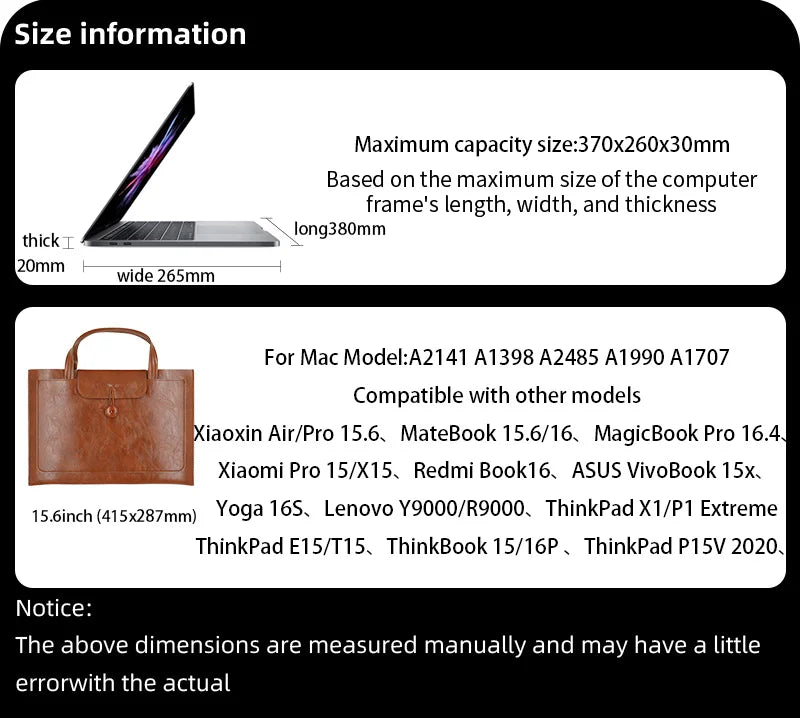 Laptop 15.6 Inch Sleeve Case Protective Bag Ultrabook Notebook Carrying Case Handbag For MacBook Pro 16 Lenovo Dell 16.2