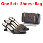 Shoe and Bags for Women Nigeria Party Women Nigerian Italian Shoes and Bags Set with Rhinestone Elegant Woman Heeled Pumps
