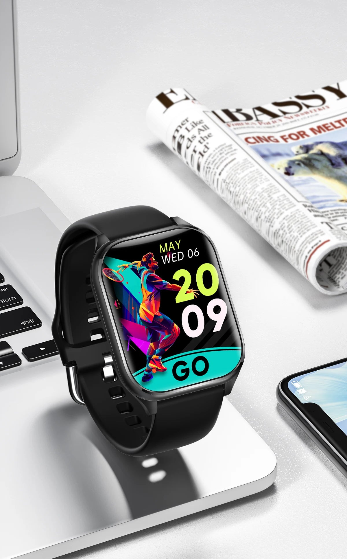 Smart Watch Hebrew Language 1.85inch Full Touch Screen Make/Answer Phone Calls Notification Reminder Smartwatch For Android IOS