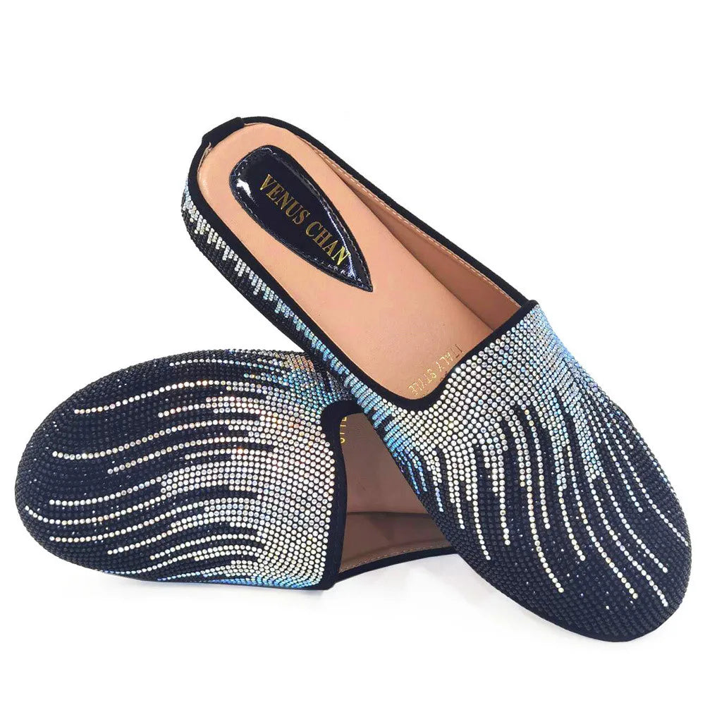 Venus Chan Elegant Flat Shoes for Woman Fashion Comfortable Party Slippers 2024 Latest Design Nigeria Gold Color Half Shoes