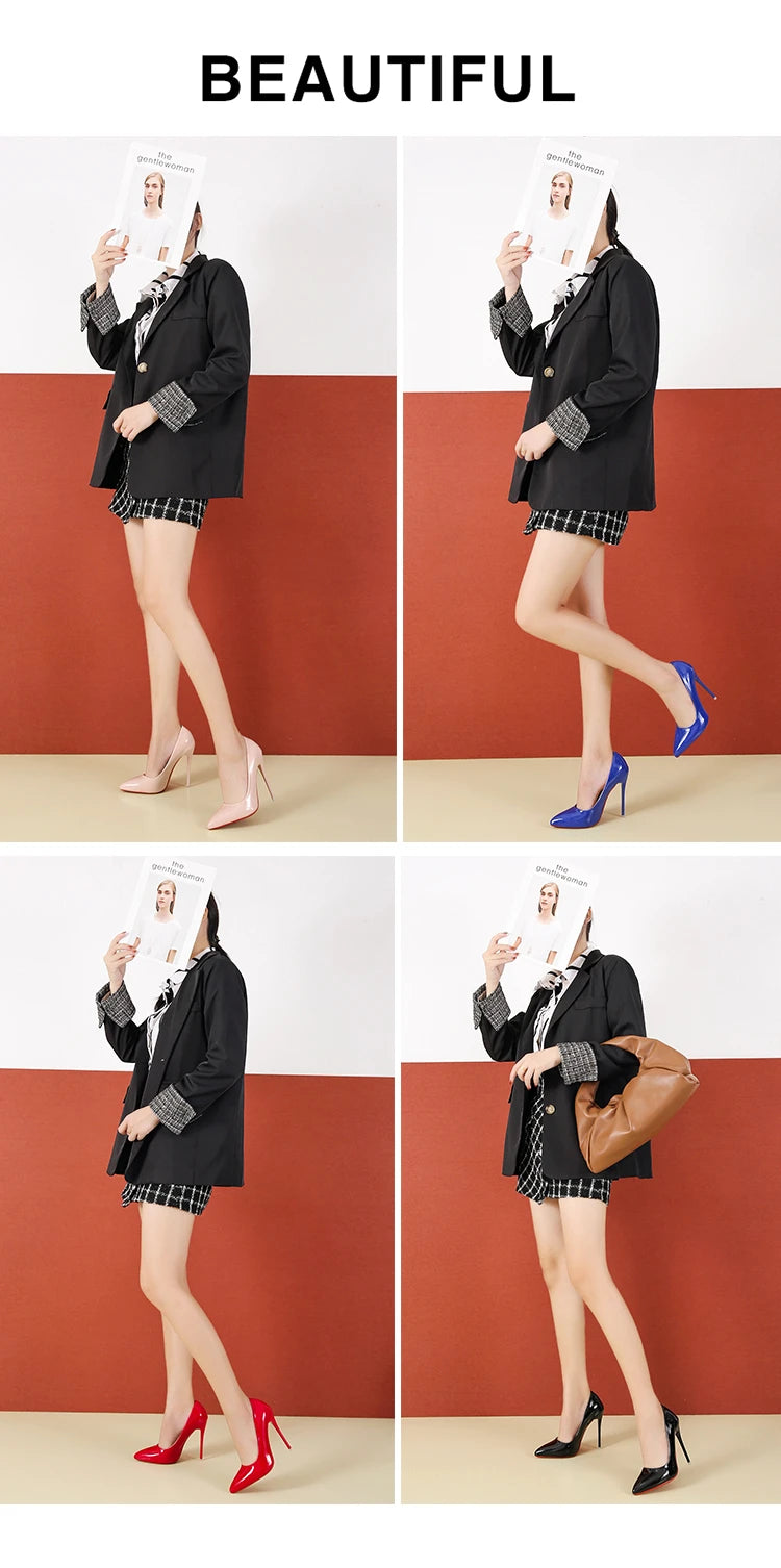 2025 Fashion High Heels 35-45 Plus Size Women Shoes 12cm Thin Stiletto Banquet Wedding Shoes Sexy Pointed Toe Ladies Party Shoes