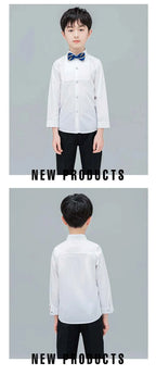 Baby Toddler Teenage Clothes School Uniform Boy Shirts White Different Sleeve Turn-down Collar Kids Shirt For Boys Children Tops
