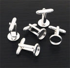 10pcs/ lot 10mm,12mm,14mm,16mm,18mm,20mm, Bright Silver Plated Copper Cufflink Base Cuff Link Settings Cabochon Cameo Base