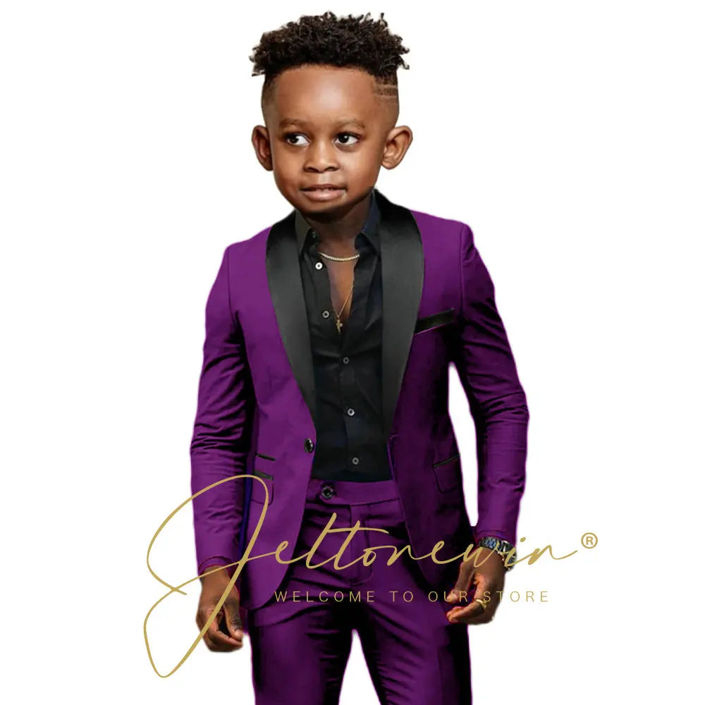 White Boys Suits 2 Pieces Wedding Formal Party Tuxedo Child Shawl Lapel Kids Dress Jacket Pants Slim Fit Blazer Sets