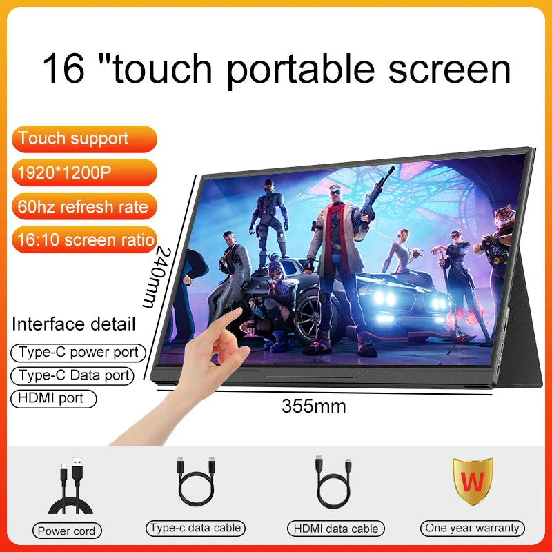 LANLIPU14`15.6`16 inch Portable Monitor FHD 1200P USB-C HDMI External Second Screen for Mac Laptop PC Switch Xbox PS4/5 Xbox