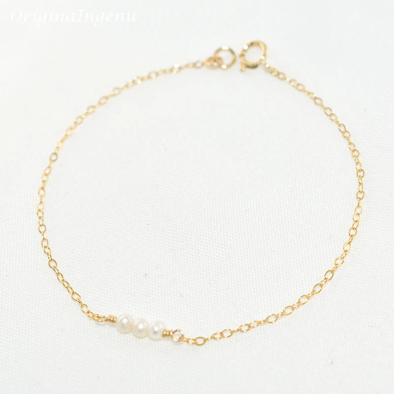 14K Gold Filled Bracelet Naturel Pearl Bracelet Minimalist Jewelry Handmade Boho Bracelet for Women Tarnish Resistant Jewelry
