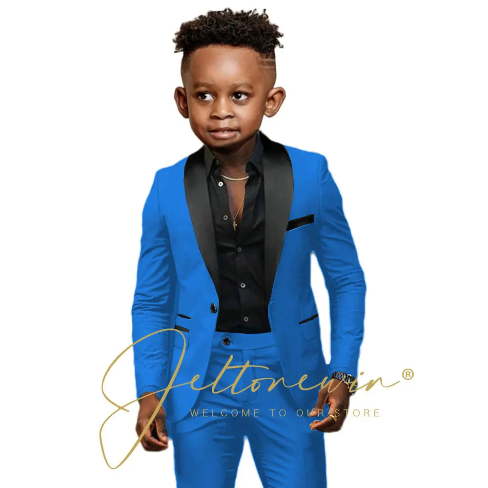 White Boys Suits 2 Pieces Wedding Formal Party Tuxedo Child Shawl Lapel Kids Dress Jacket Pants Slim Fit Blazer Sets