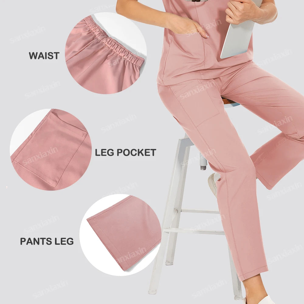 Hot sale nursing articles Women Scrubs Set Nurse Accessories Medical Uniform Soft Comfort Clinical Workwear Operating Work Suits