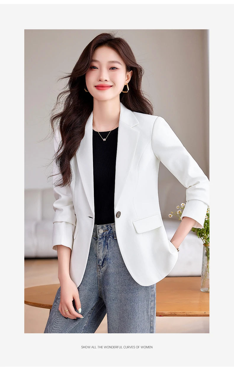 Bright Red Women's Suit Jacket, Stylish Fitted Coat, Black Asian-sized Young Girl Blazers. New 2026