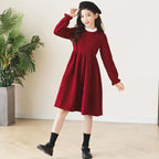 2026 winter spring Europe French Kids Baby girl clothes red long sleeve party princess Dress teenager new 4 8 9 10 14 12 year
