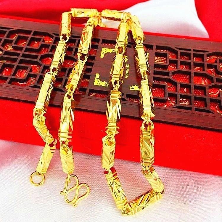 Plated Color 18K Gold Real Gold Necklace Gold Necklace Domineering Fashion Trendy 24K 999 Men's Gold Necklace Pendant Gifts