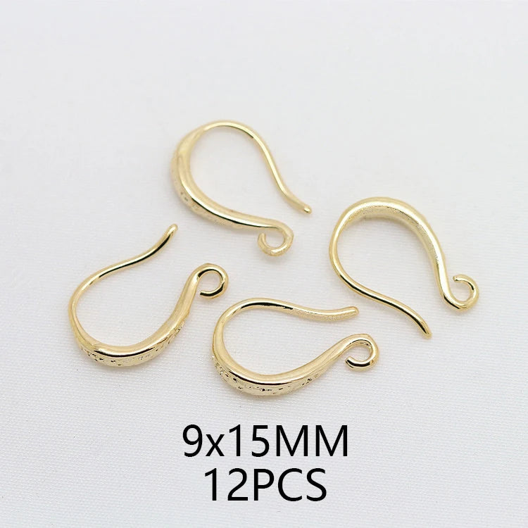 (1941) 20MM 24K Gold Color Plated Carved Earring Hook Jewerly Making Diy Jewelry Findings Accessories