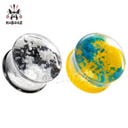 KUBOOZ Newest Design White Yellow Blue Snowflake Acrylic Ear Gauges Tunnels Fashion Body Jewelry Earring Plugs Stretchers 2PCS