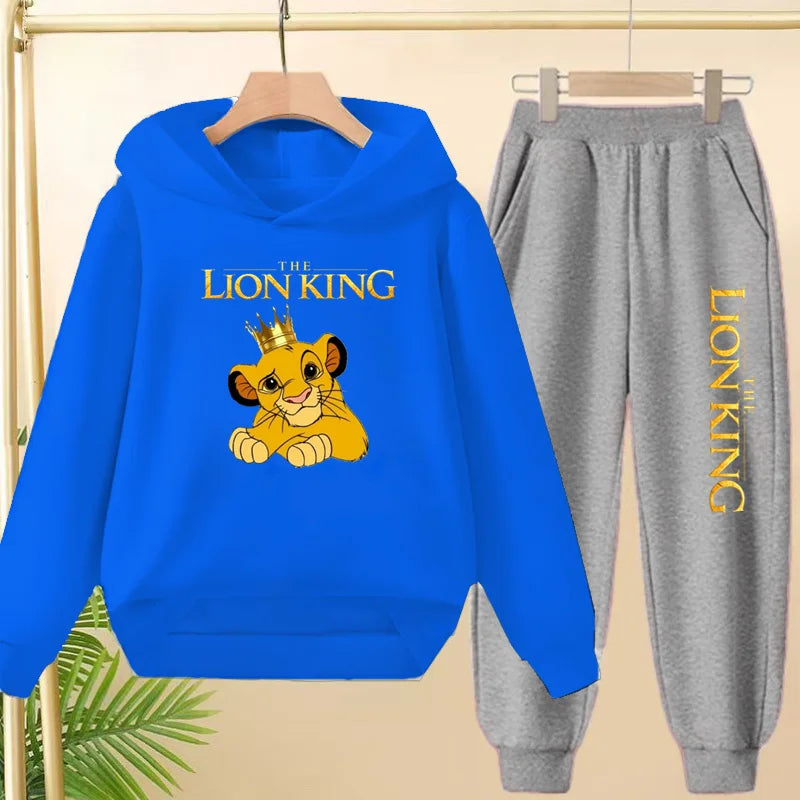 Kids Hoodie Girls Boys Clothing Lion Simba Hoodies Autumn Winter Top+Pants Aged 3 to 14 Children's Suit Tracksuit Sportwear Sets