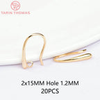 (1941) 20MM 24K Gold Color Plated Carved Earring Hook Jewerly Making Diy Jewelry Findings Accessories