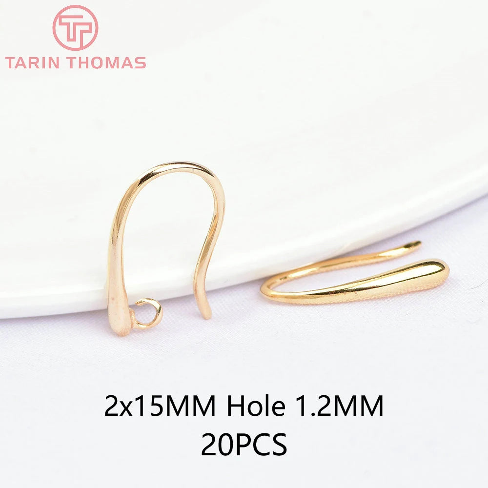 (1941) 20MM 24K Gold Color Plated Carved Earring Hook Jewerly Making Diy Jewelry Findings Accessories