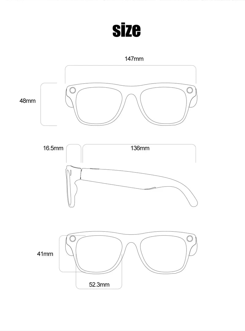 Smart Glasses AI GPT 8K HD Camera Bluetooth Call 260Mah Battery Voice Assistant Translate Identify Objects Smart Glasses