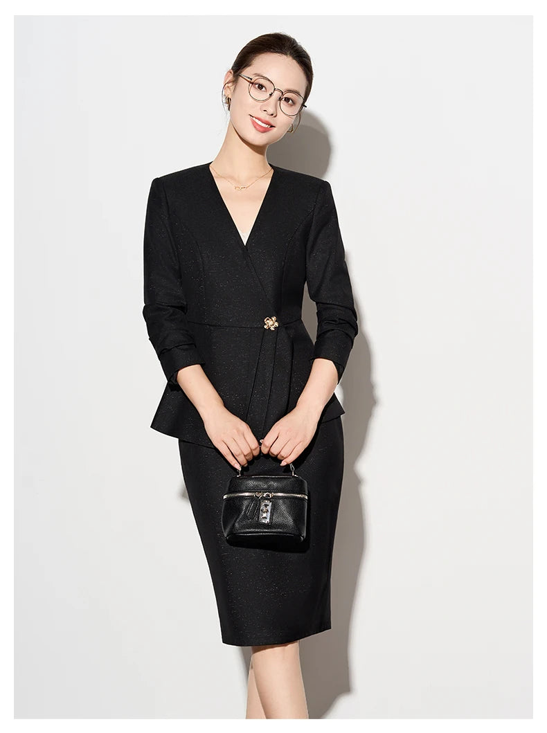 ZJYT Autumn 2025 Women Blazer Skirt Suit 2 Pieces Matching Sets Korean Fashion Office Lady Outfit Business Commuter Work Wear