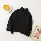 1pcs Children T-Shirt Cute Cartoon Solid Top Baby Korean Clothing Kids Half High Collar Long Sleeve Base Shirt Girls Boys Tshirt