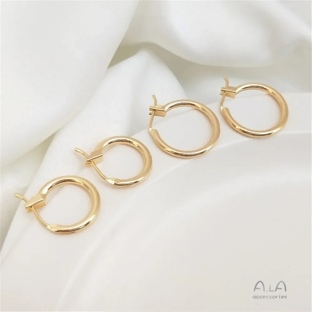 14K Gold Color Plated French Earrings simple Circle Earrings European and American ins handmade materials DIY Earrings