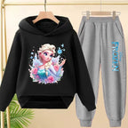 kids Kawaii Elsa Anima Film Pink Hoodies Boys Girls Casual Sweatshirt+Pants 3-12 Years Fashion Top Tracksuit Frozen Set Clothing