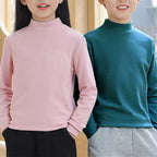 Children Half High Collar German Velvet Base Shirt  Autumn Winter Inner Wear Top Kid's Clothing Warmth Long Sleeves T-shirt