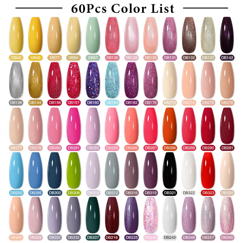Mtssii 20/40/60Pcs Nail Gel Polish Set Kit Nude Pink Glitter Nail Art UV Gel Manicure Set Vernis Semi Permanent Base Top Coat