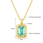 925 Silver 14K Gold Plated Rectangular D Color VVS1  Moissanite Pendant 2ct Shiny Classic Fashion Jewelry for Women Engagement
