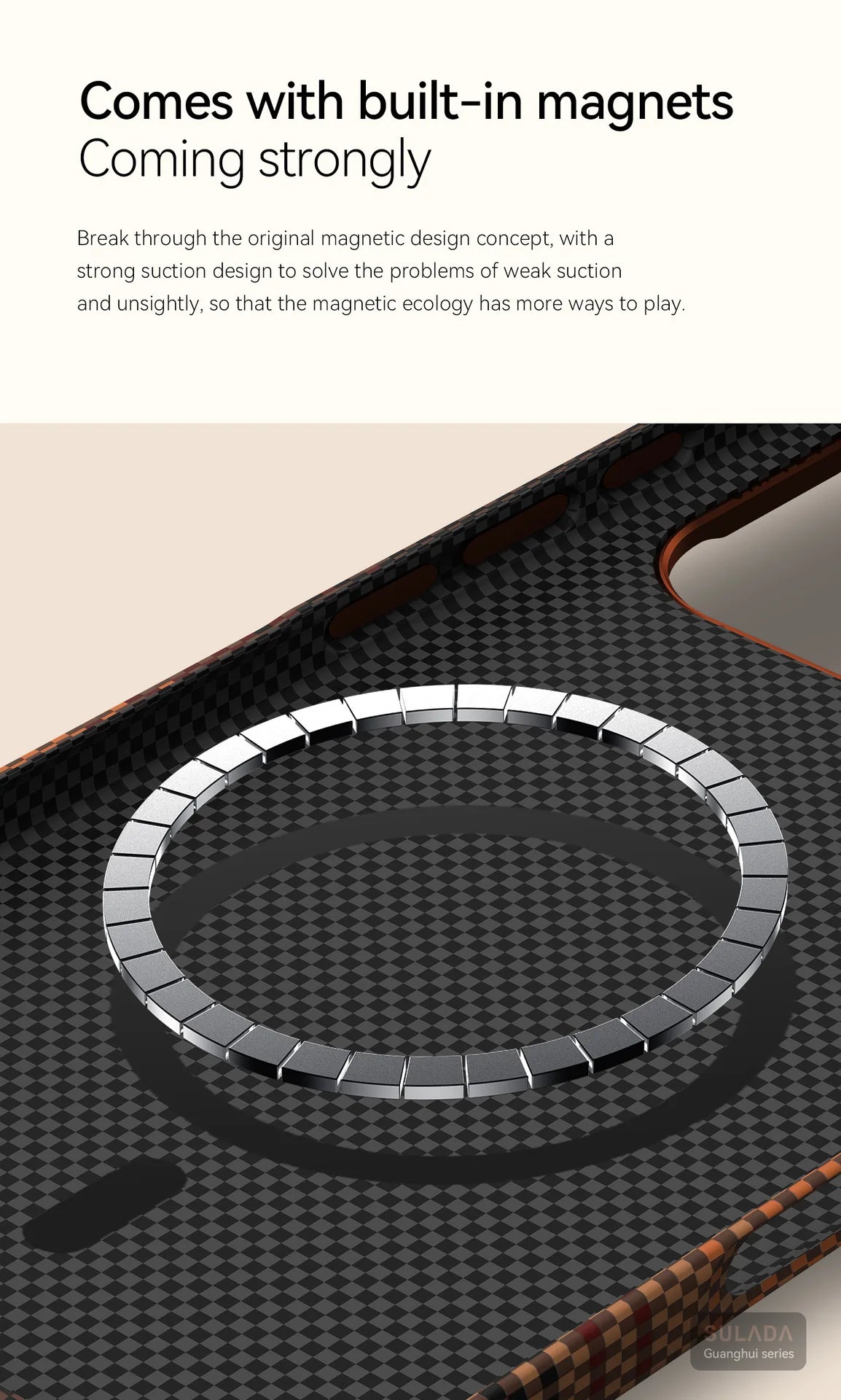 Ultra Strong Magnets Carbon Fiber Pattern Orange Case For IPhone 17 Pro Max Magnetic Wireless Charging Shockproof Protect Cover