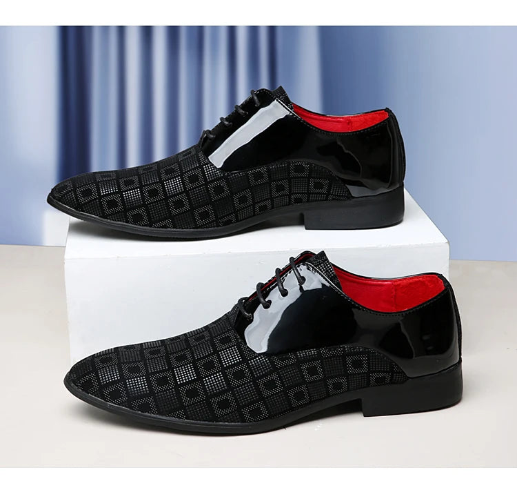 Elegant Red Men's Casual Leather Shoes Pointed-Toe Lace-up Men's Dress Shoes Comfortable Formal Shoes zapatos de vestir hombre