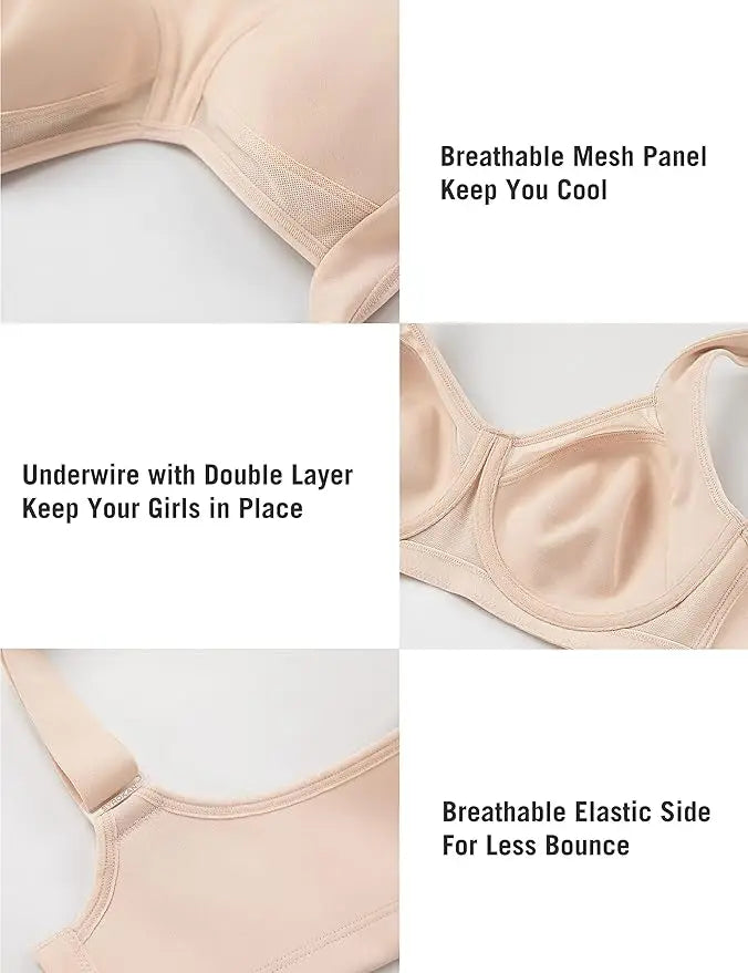Sport Bra Women High Support Unlined Underwire Racerback ports Bras for Women High Support Underwear