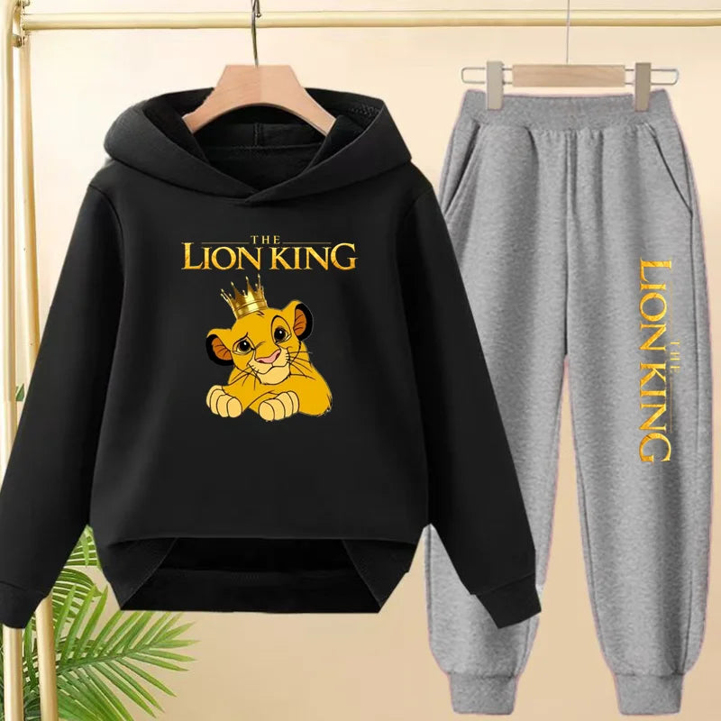 Kids Hoodie Girls Boys Clothing Lion Simba Hoodies Autumn Winter Top+Pants Aged 3 to 14 Children's Suit Tracksuit Sportwear Sets