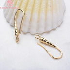 (1941) 20MM 24K Gold Color Plated Carved Earring Hook Jewerly Making Diy Jewelry Findings Accessories