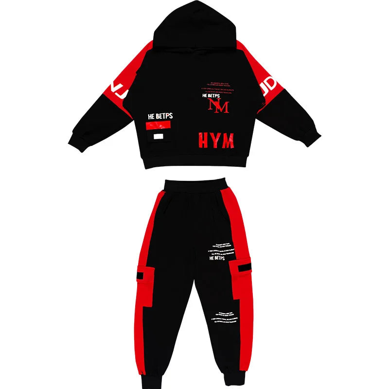 2025 autumn winter children Boy Clothes Teenager tracksuit letters Hooded Top Shirts Sweatshirt + Ankle-tie Pant 8 10 11 12 year