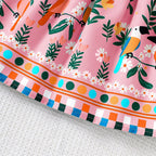 Girls' summer style small fly sleeve plant print dress
