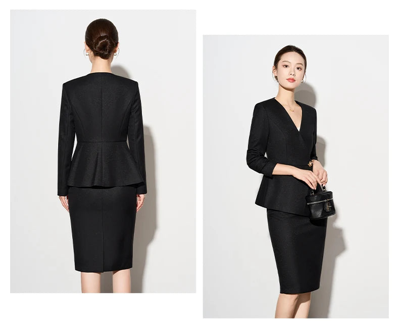 ZJYT Autumn 2025 Women Blazer Skirt Suit 2 Pieces Matching Sets Korean Fashion Office Lady Outfit Business Commuter Work Wear