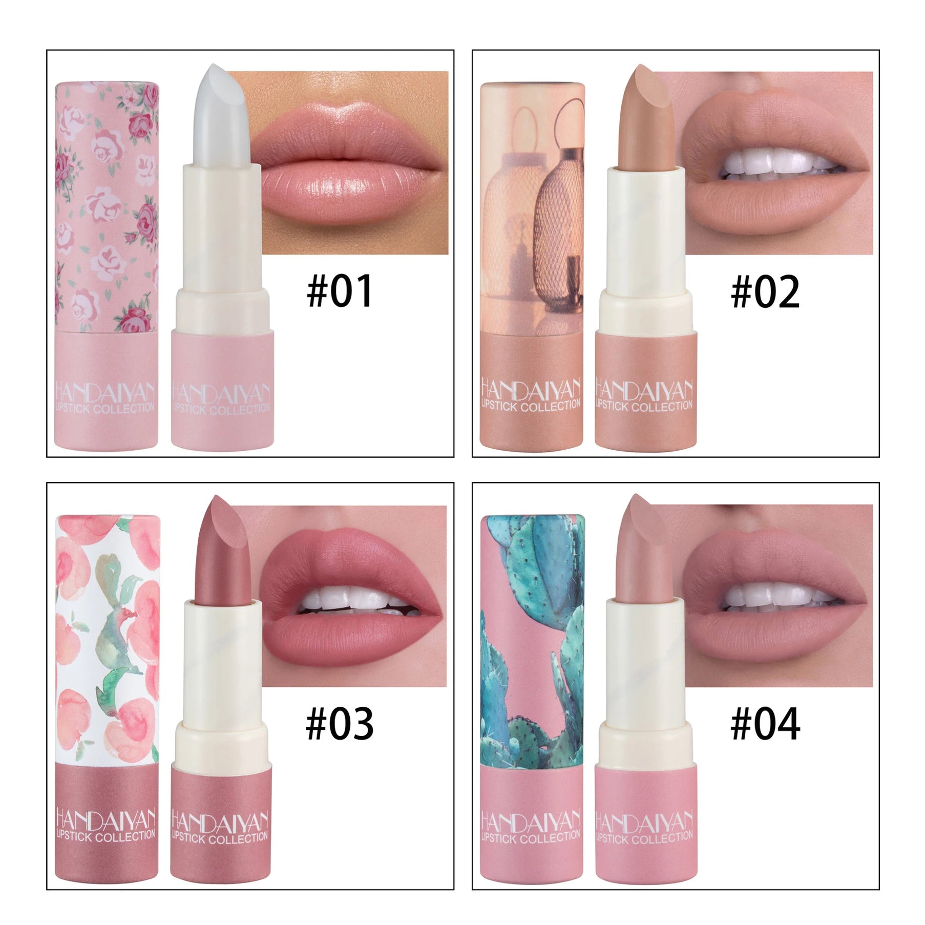 HANDAIYAN 8 Colors Velvet Nude Lipstick Sexy Red Pigments Makeup Matte Lip Stick Long Lasting Waterproof Professional Cosmetics