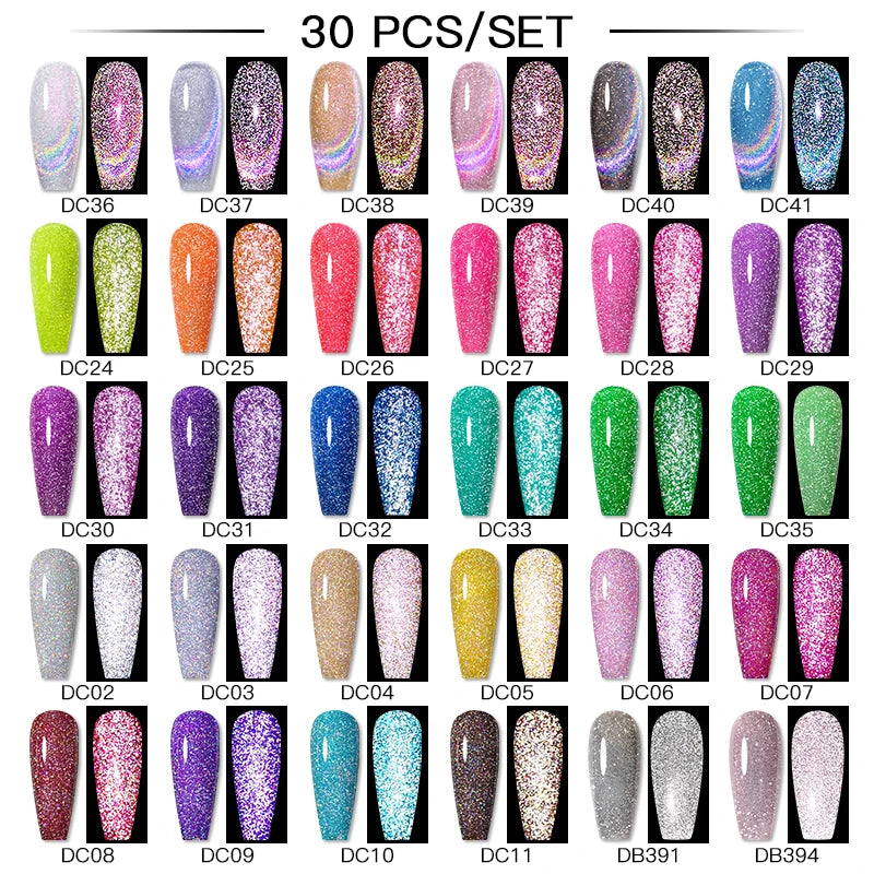 Mtssii 20/40/60Pcs Nail Gel Polish Set Kit Nude Pink Glitter Nail Art UV Gel Manicure Set Vernis Semi Permanent Base Top Coat
