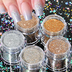 Holographic Glitter set 4 different shines Nail Sequins 10 grams each jar Holographic Cosmetic Festival Chunky Glitters Sequins