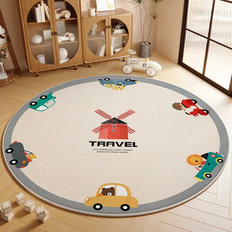 Children's Room Living Room Bedroom Bedside Carpet Round Room Maintenance Free Carpets Sound Insulation Anti Slip Cartoon Rug