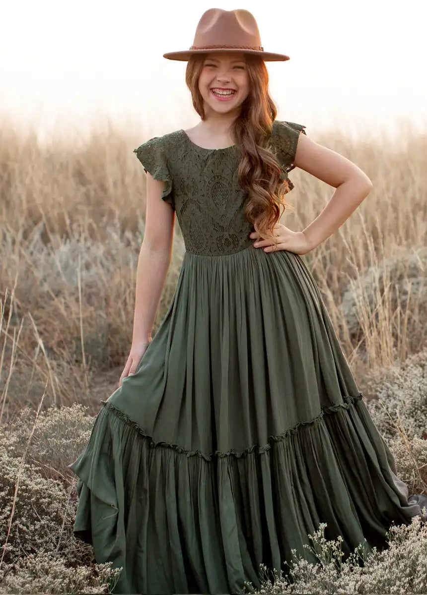 3-14 years Girls Lace Bohemia Long Dresses Baby Kids Flower Wedding Princess Party Dress Vestidos Costume Children Clothing