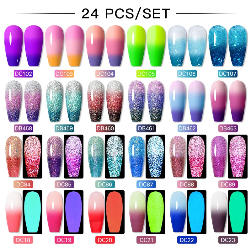 Mtssii 20/40/60Pcs Nail Gel Polish Set Kit Nude Pink Glitter Nail Art UV Gel Manicure Set Vernis Semi Permanent Base Top Coat