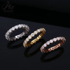 14K 18K Gold Plated Ring S925 Silver Pave Ring White Moissanite Ring Round Brilliant Cut Party Wedding Engagement Jewelry Gift