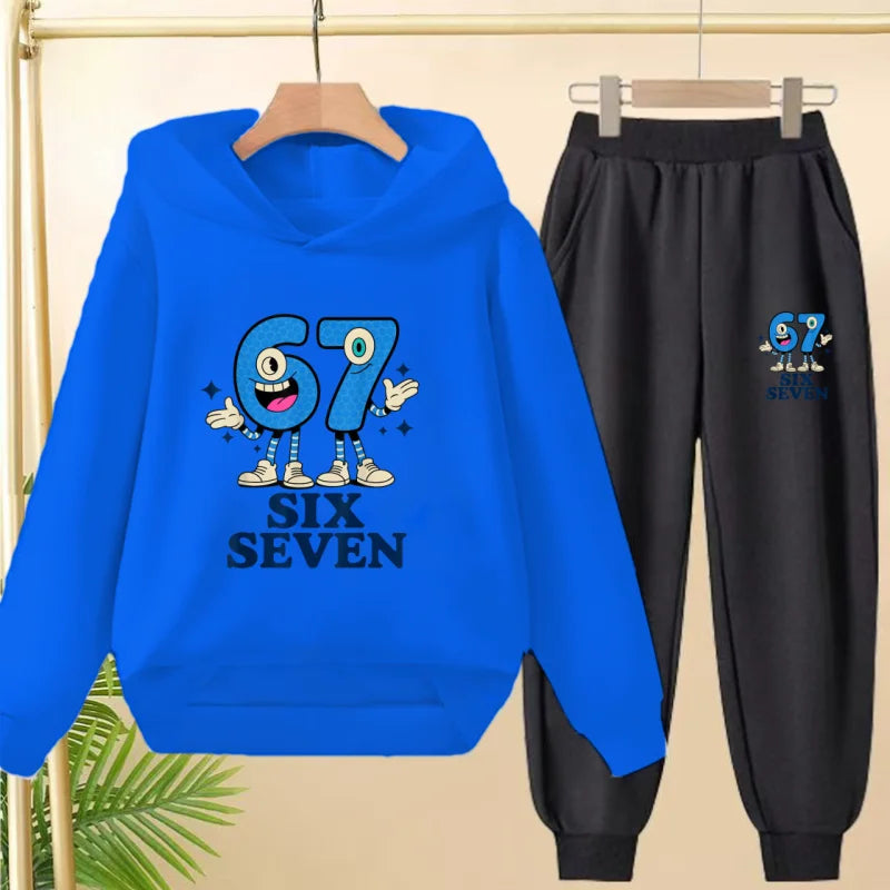 Kids Leisure Clothes Boy Girls Spring Hoodie 67 six seven Print Graphic Children Clothing 3 To 12 Age Comfortable Sportswear Set