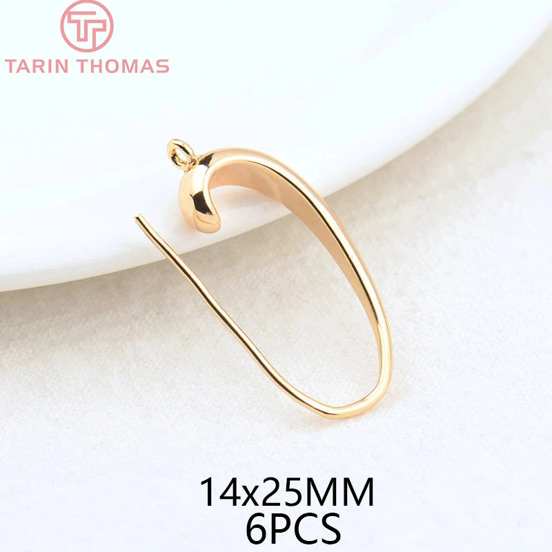 (1941) 20MM 24K Gold Color Plated Carved Earring Hook Jewerly Making Diy Jewelry Findings Accessories